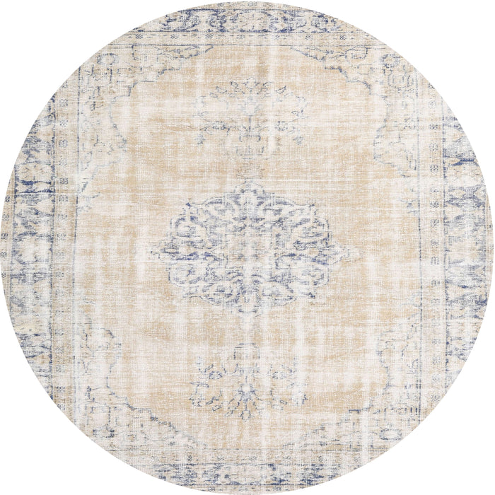 Round Traditional Silver Pink Persian Rug, tr3540