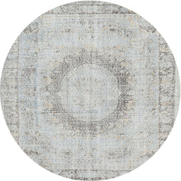Round Traditional Dark Gray Persian Rug, tr3541