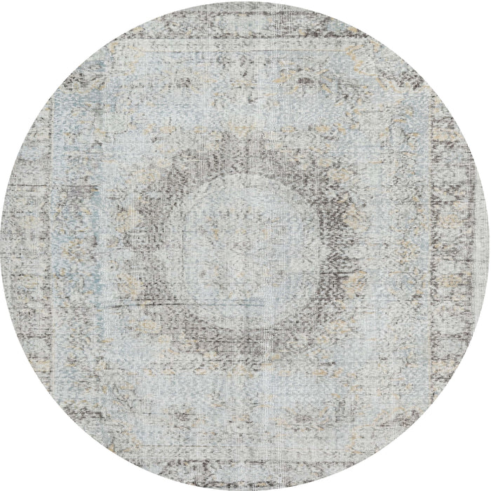 Square Machine Washable Traditional Dark Gray Rug, wshtr3541