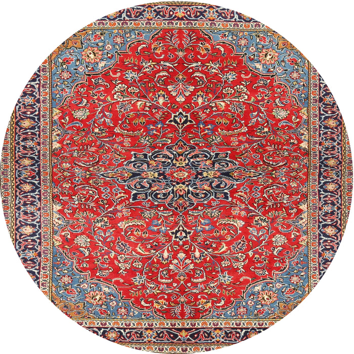 Round Traditional Light French Beige Brown Persian Rug, tr3542