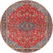 Round Traditional Light French Beige Brown Persian Rug, tr3542