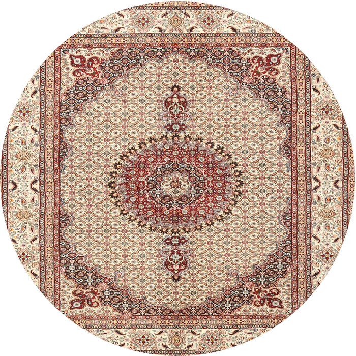 Round Traditional Deep Peach Orange Persian Rug, tr3546