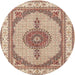 Round Traditional Deep Peach Orange Persian Rug, tr3546