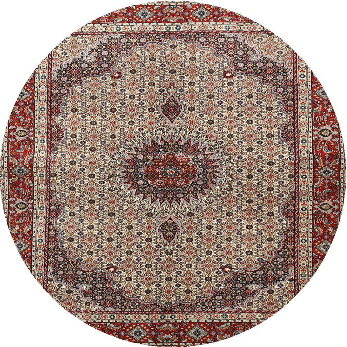 Round Traditional Light French Beige Brown Persian Rug, tr3548