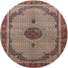 Round Traditional Light French Beige Brown Persian Rug, tr3548