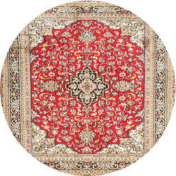 Round Traditional Khaki Gold Medallion Rug, tr354