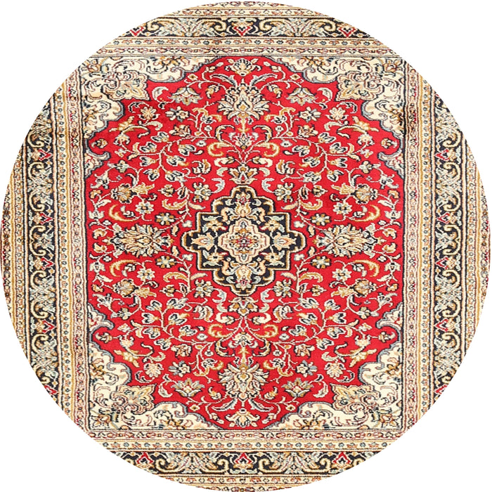 Round Traditional Khaki Gold Medallion Rug, tr354