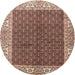 Round Traditional Saffron Red Persian Rug, tr3550