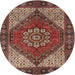 Round Traditional Saffron Red Persian Rug, tr3551