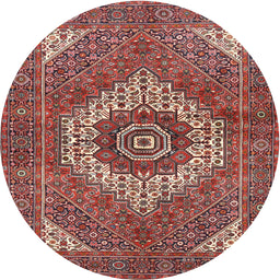 Square Machine Washable Traditional Tomato Red Rug, wshtr3552
