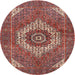 Round Traditional Red Persian Rug, tr3552