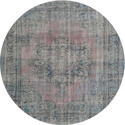 Round Traditional Dark Gray Persian Rug, tr3553