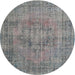 Round Traditional Dark Gray Persian Rug, tr3553