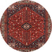 Square Machine Washable Traditional Tomato Red Rug, wshtr3554