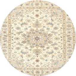 Round Traditional Peach Beige Persian Rug, tr3557