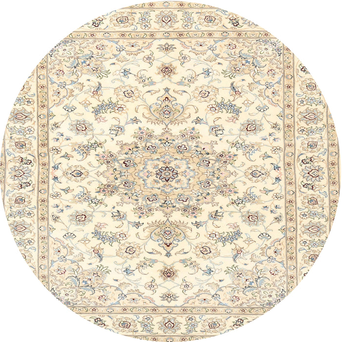 Round Traditional Peach Beige Persian Rug, tr3557