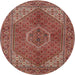 Square Machine Washable Traditional Tomato Red Rug, wshtr3558