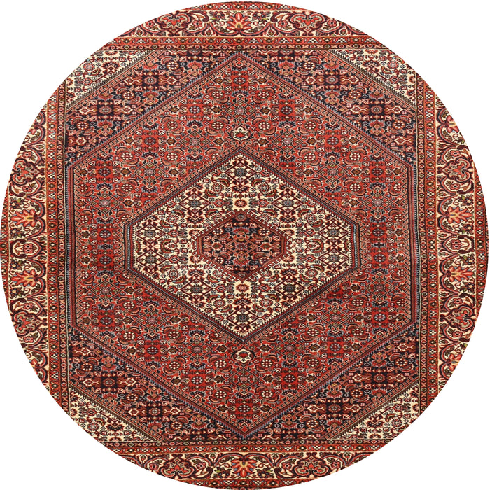 Round Traditional Copper Red Pink Medallion Rug, tr3559
