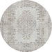 Round Traditional Dark White Beige Persian Rug, tr3561