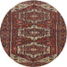 Round Traditional Saffron Red Persian Rug, tr3563