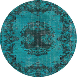 Square Machine Washable Traditional DarkTurquoise Green Rug, wshtr3565