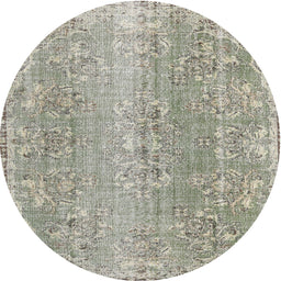 Square Machine Washable Traditional Khaki Green Rug, wshtr3569