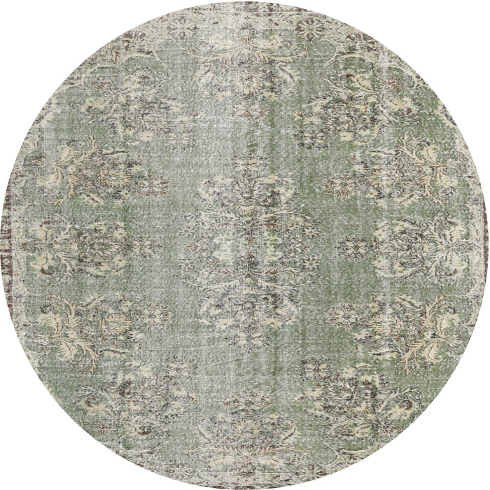 Round Traditional Khaki Green Persian Rug, tr3569