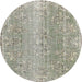 Round Traditional Khaki Green Persian Rug, tr3569