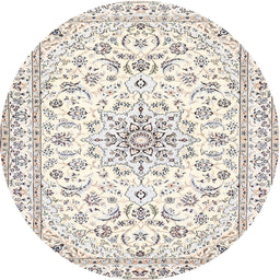 Square Machine Washable Traditional Soft Ivory Beige Rug, wshtr356