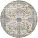 Round Traditional Sage Green Persian Rug, tr3570