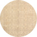 Round Traditional Brown Gold Persian Rug, tr3575