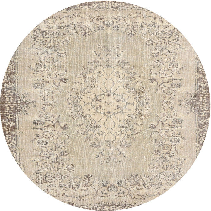 Round Traditional Camel Brown Persian Rug, tr3577