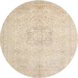 Round Traditional Deep Peach Orange Persian Rug, tr3578