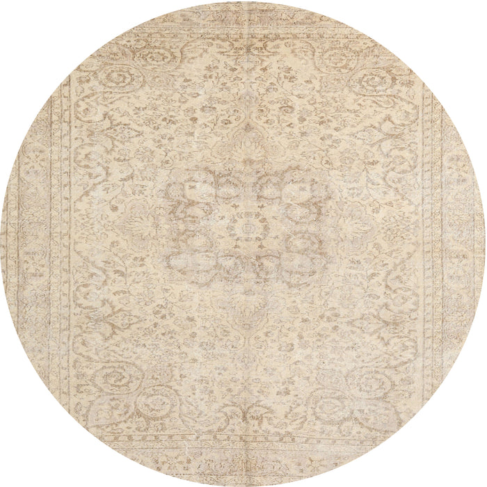Round Traditional Deep Peach Orange Persian Rug, tr3578