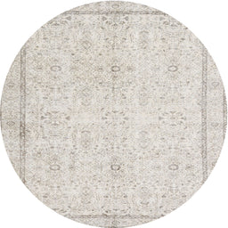 Round Traditional Silver Pink Persian Rug, tr3580