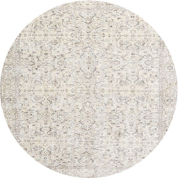 Round Traditional Champagne Beige Persian Rug, tr3581