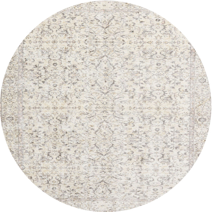 Round Traditional Champagne Beige Persian Rug, tr3581