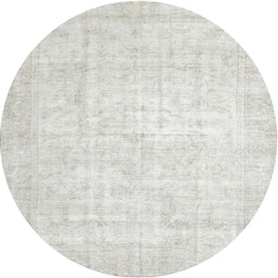 Round Traditional Pale Silver Gray Persian Rug, tr3582