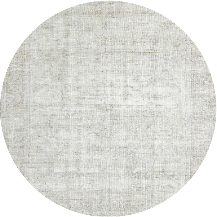 Round Traditional Pale Silver Gray Persian Rug, tr3582