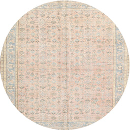 Round Traditional Light Orange Gold Persian Rug, tr3585