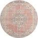 Round Traditional Light Copper Gold Medallion Rug, tr3586