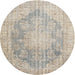 Round Traditional Desert Sand Beige Persian Rug, tr3588