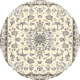 Round Traditional Beige Medallion Rug, tr358