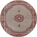 Round Traditional Tan Brown Medallion Rug, tr3590