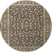Round Traditional Dark Brown Persian Rug, tr3591