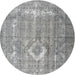 Round Traditional Cloud Gray Persian Rug, tr3593