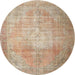Round Traditional Orange Brown Persian Rug, tr3594