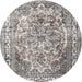 Round Traditional Pale Silver Gray Persian Rug, tr3595