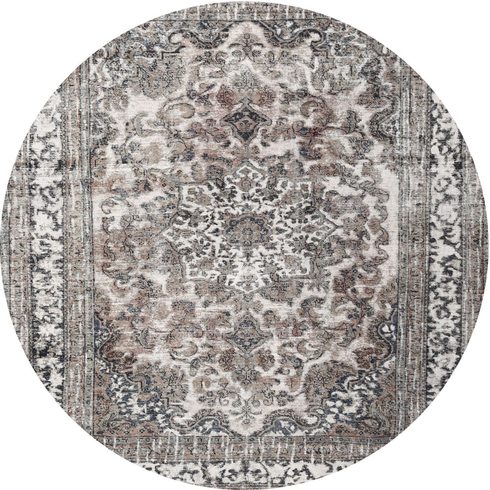 Square Machine Washable Traditional Pale Silver Gray Rug, wshtr3595