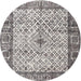 Round Traditional Carbon Gray Persian Rug, tr3597